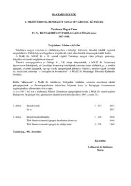 Tatabánya Megyei Város IV. ker. Iskolaigazgatóságának iratai